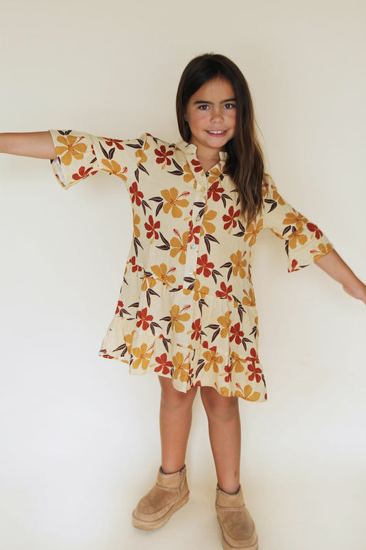 Isla Mini Dress - Autumn Hibiscus