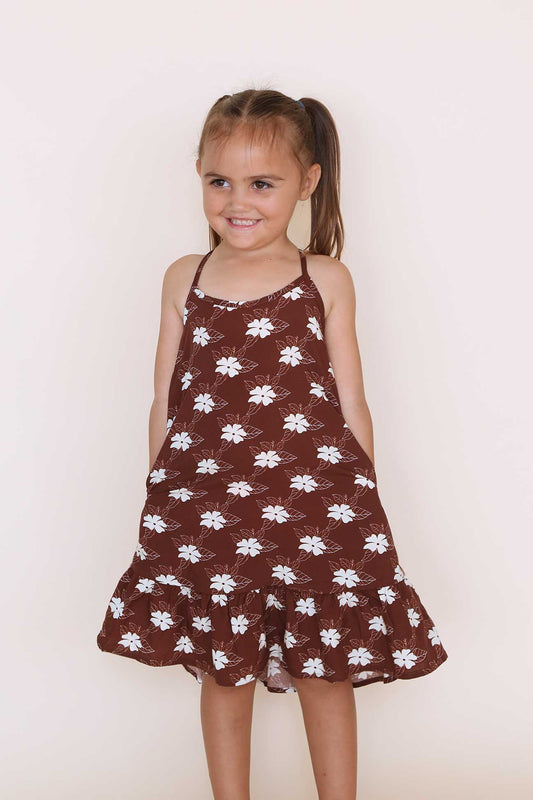 Strappy Dress - Mocha Bloom