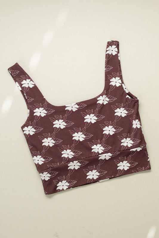 Women's Crop Tank - Mocha Bloom