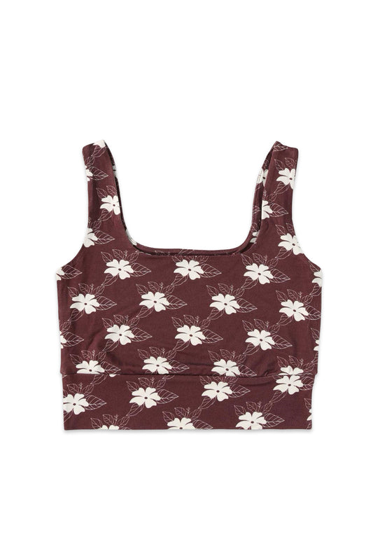 Women's Crop Tank - Mocha Bloom