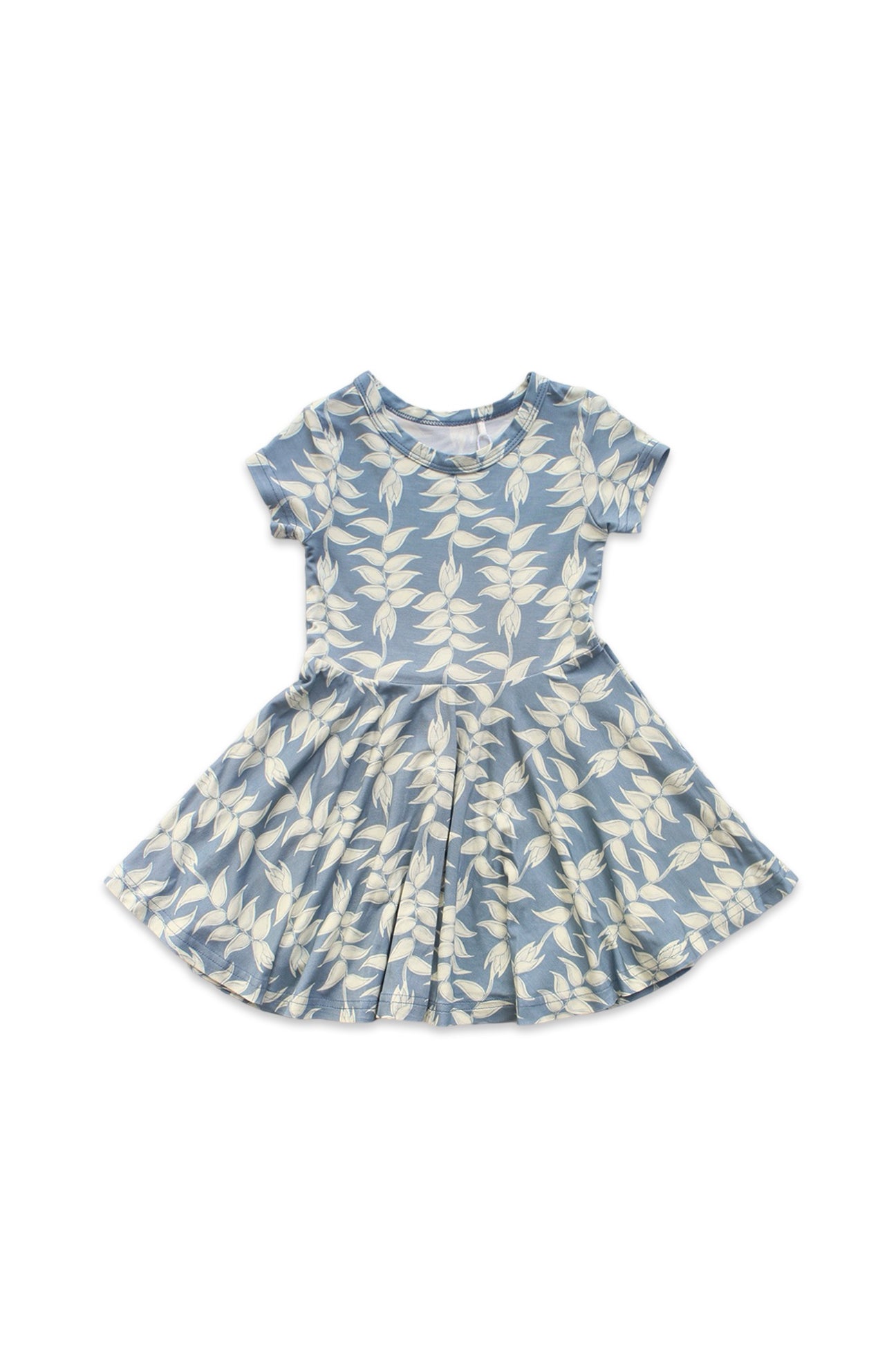 Short Sleeve Twirl Dress - Blue Heliconia