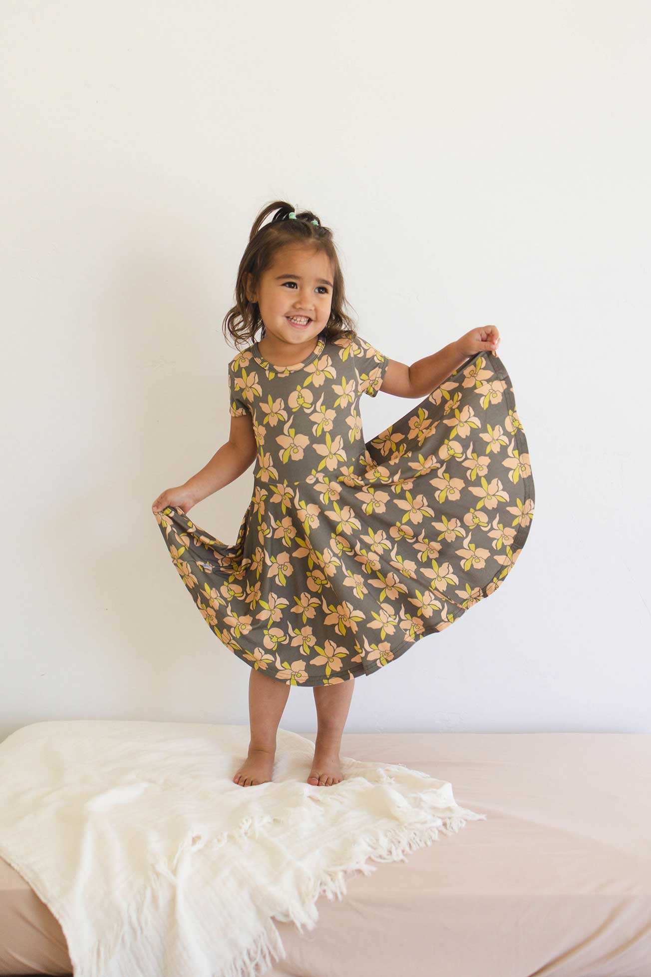 Short Sleeve Twirl Dress - Island Orchid
