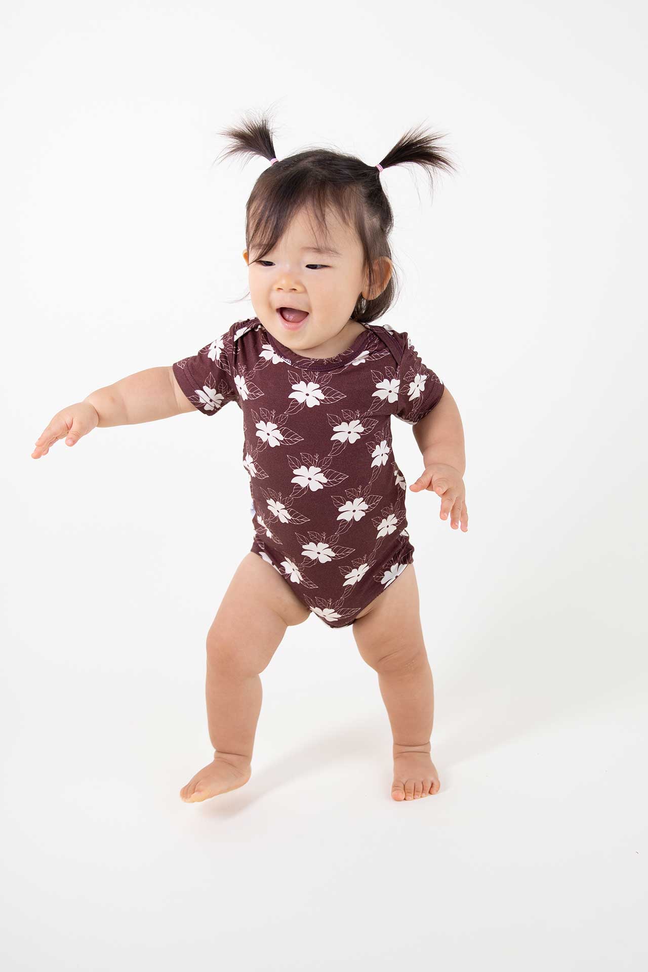 Short Sleeve Onesie - Mocha Bloom