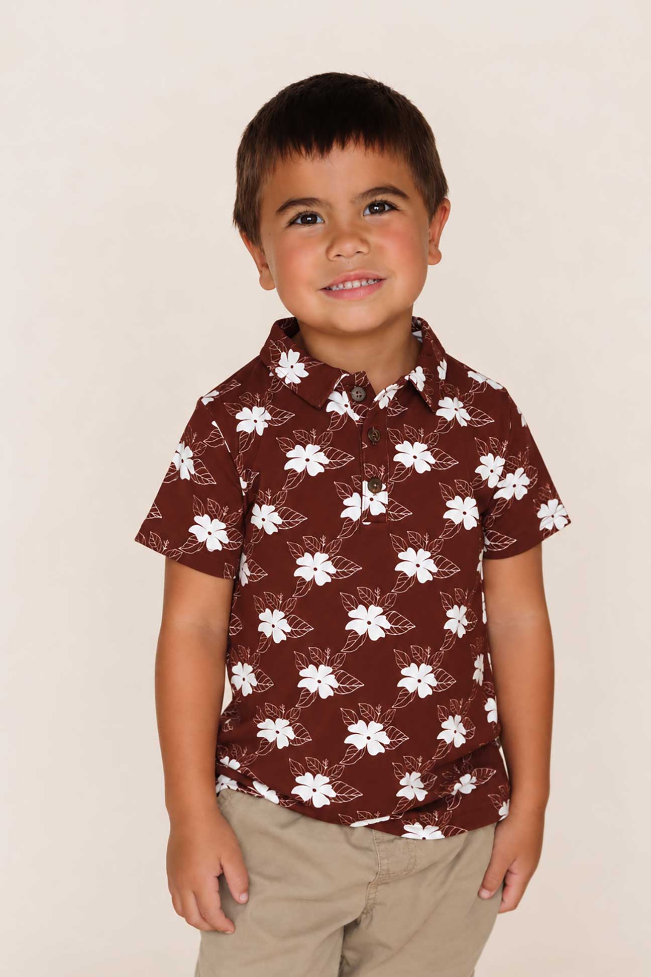 Polo Shirt - Mocha Bloom